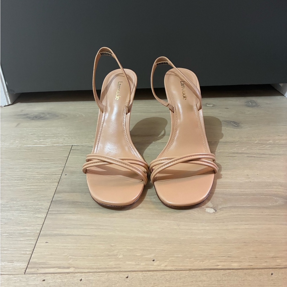 Larroude Nude Strappy Sandals